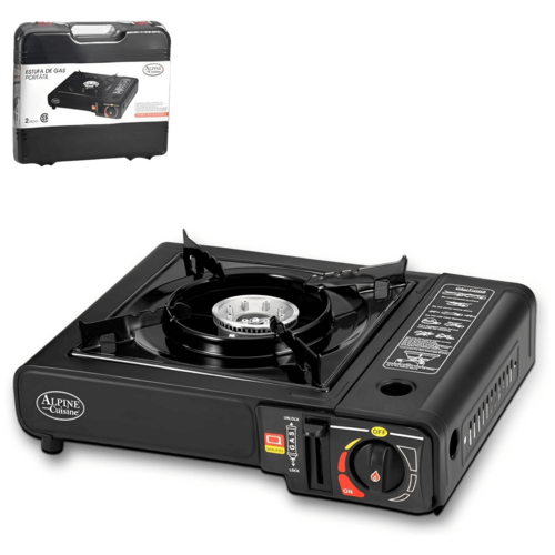 Hornilla de gas portátil y ligera Alpine Cuisine para exteriores e interiores. Camping, camper, caravana. DiSALMA ADVENTURE