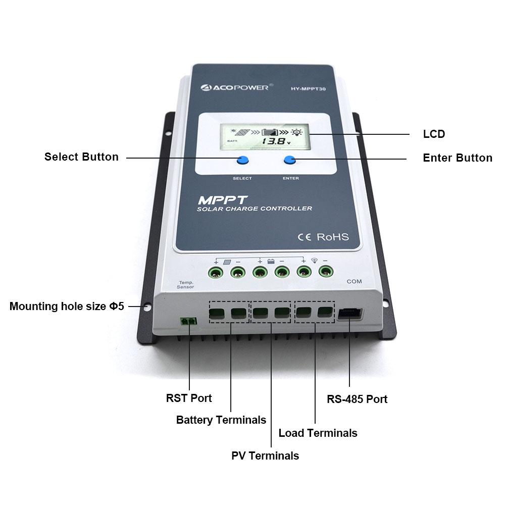 Controlador de carga solar MPPT Midas de 30 amperios con MT-50 DiSALMA ADVENTURE