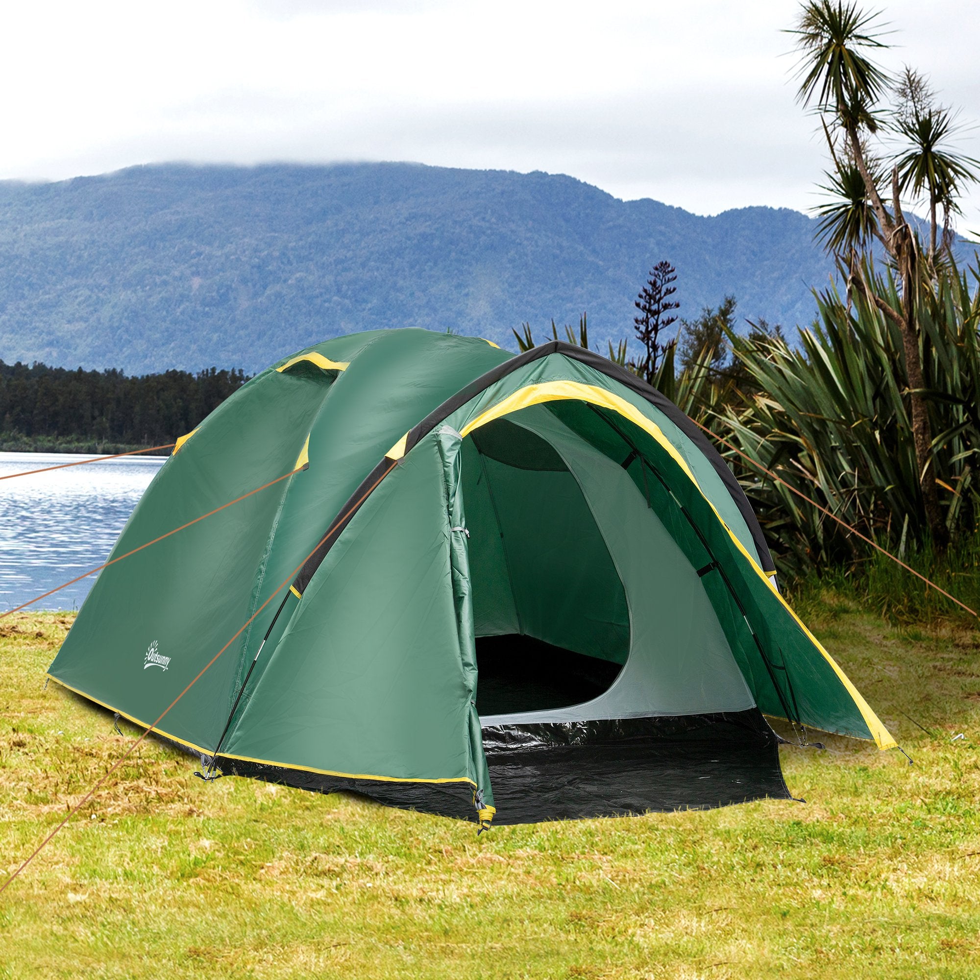 Tienda de campaña tipo domo Outsunny para 2 personas, 3-4 personas, resistente a la intemperie. DiSALMA ADVENTURE