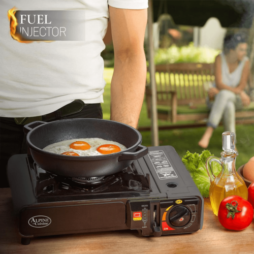 Hornilla de gas portátil y ligera Alpine Cuisine para exteriores e interiores. Camping, camper, caravana. DiSALMA ADVENTURE