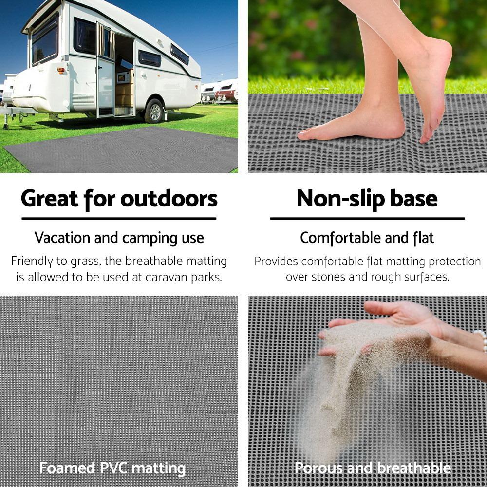 Alfombrillas de malla Weisshorn de 6 m x 2,5 m para anexos de caravanas y camping. DiSALMA ADVENTURE