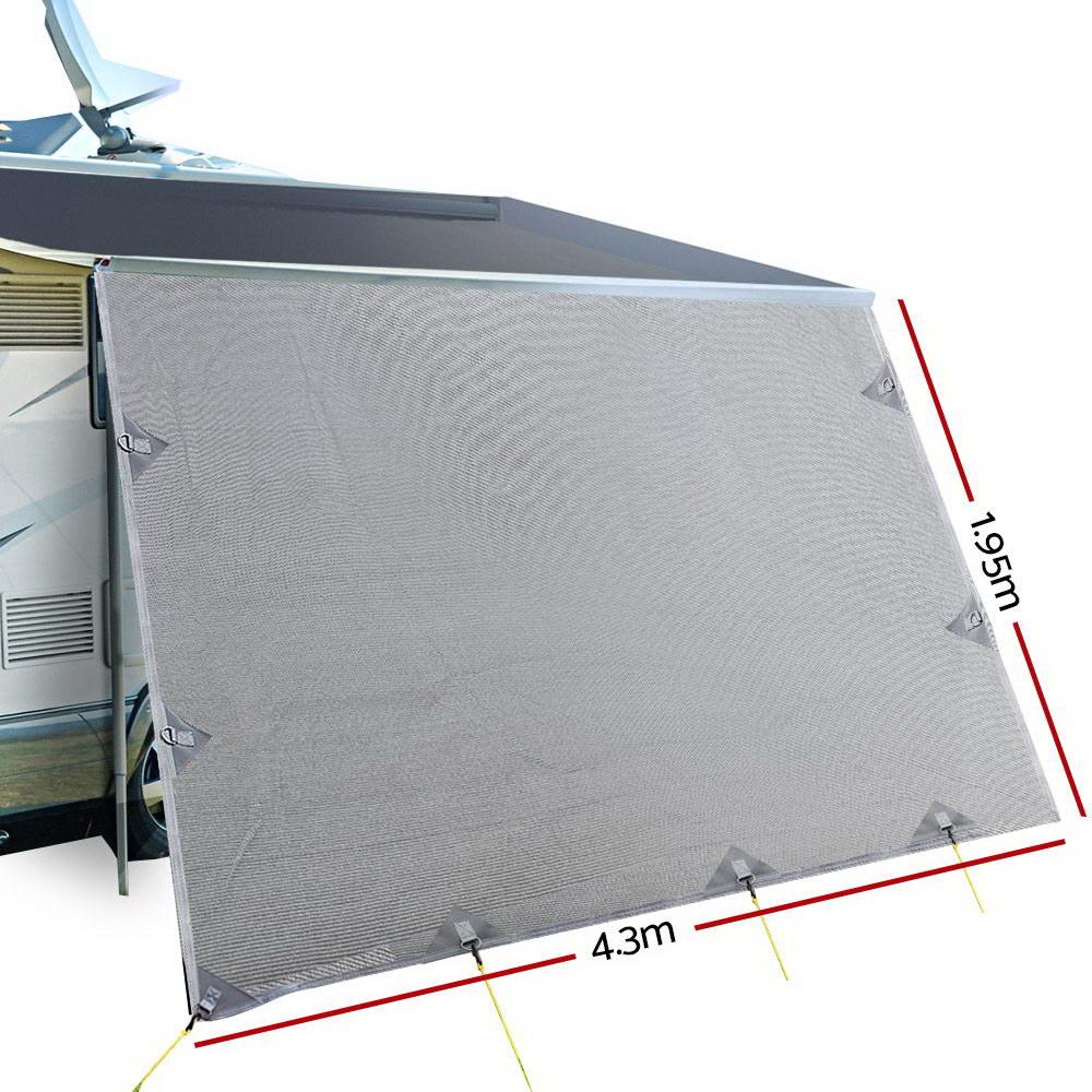 Toldo enrollable con pantalla de privacidad para caravana de 4,3 x 1,95 m, para pared lateral y parasol.DiSALMA ADVENTURE