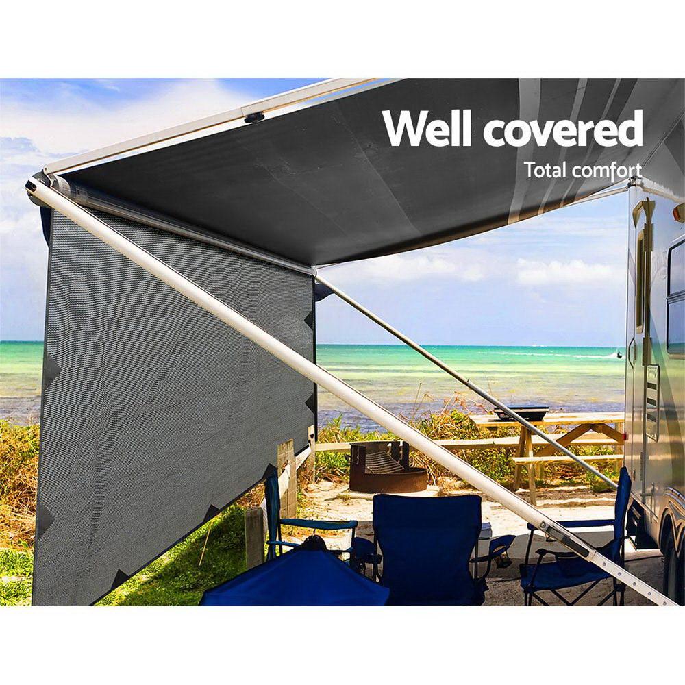 Toldo enrollable con pantalla de privacidad para caravana de 4,3 x 1,95 m, para pared lateral y parasol.DiSALMA ADVENTURE