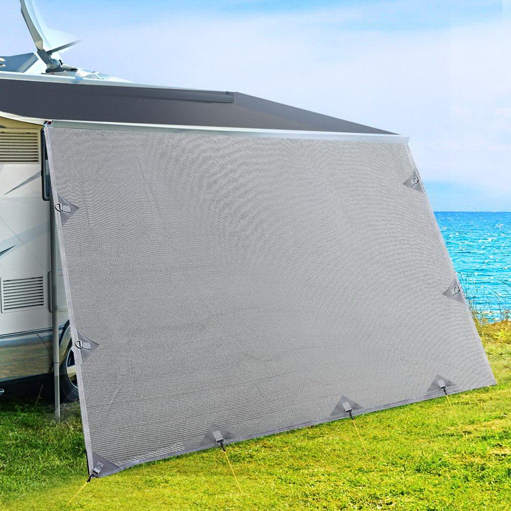 Toldo enrollable con pantalla de privacidad para caravana de 4,3 x 1,95 m, para pared lateral y parasol.DiSALMA ADVENTURE