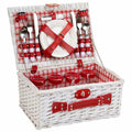 Cesta de Picnic de Mimbre Blanco con Detalles Rojos Alexandra House Living