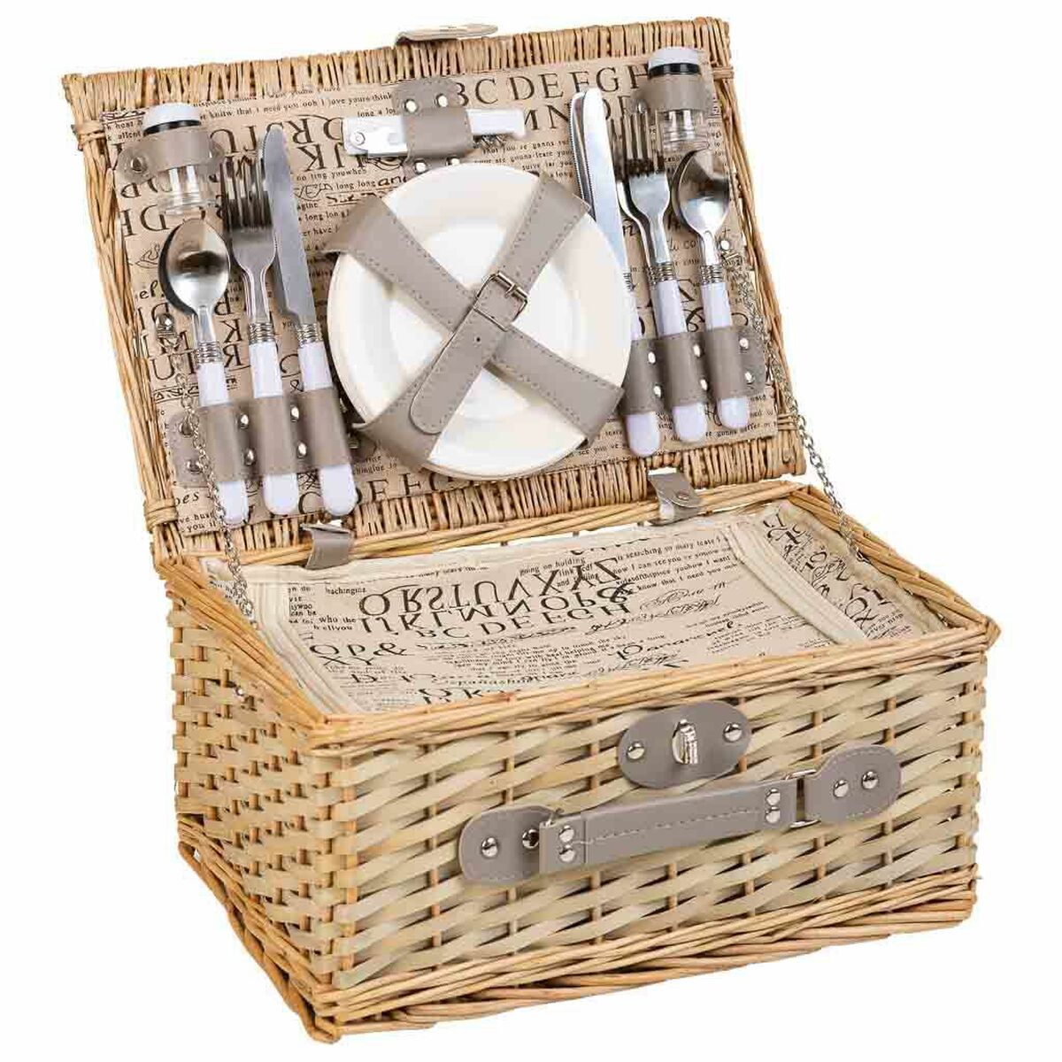 Cesta de Picnic de Mimbre Natural Gris Alexandra House Living