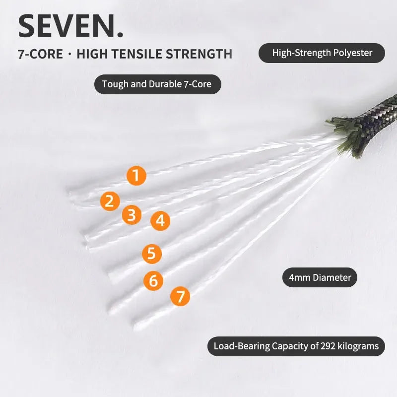 Cuerda de paracord 550 de 7 núcleos, 5, 8, 16 y 31 m, diámetro de 4 mm, para acampada al aire libre. DiSALMA ADVENTURE