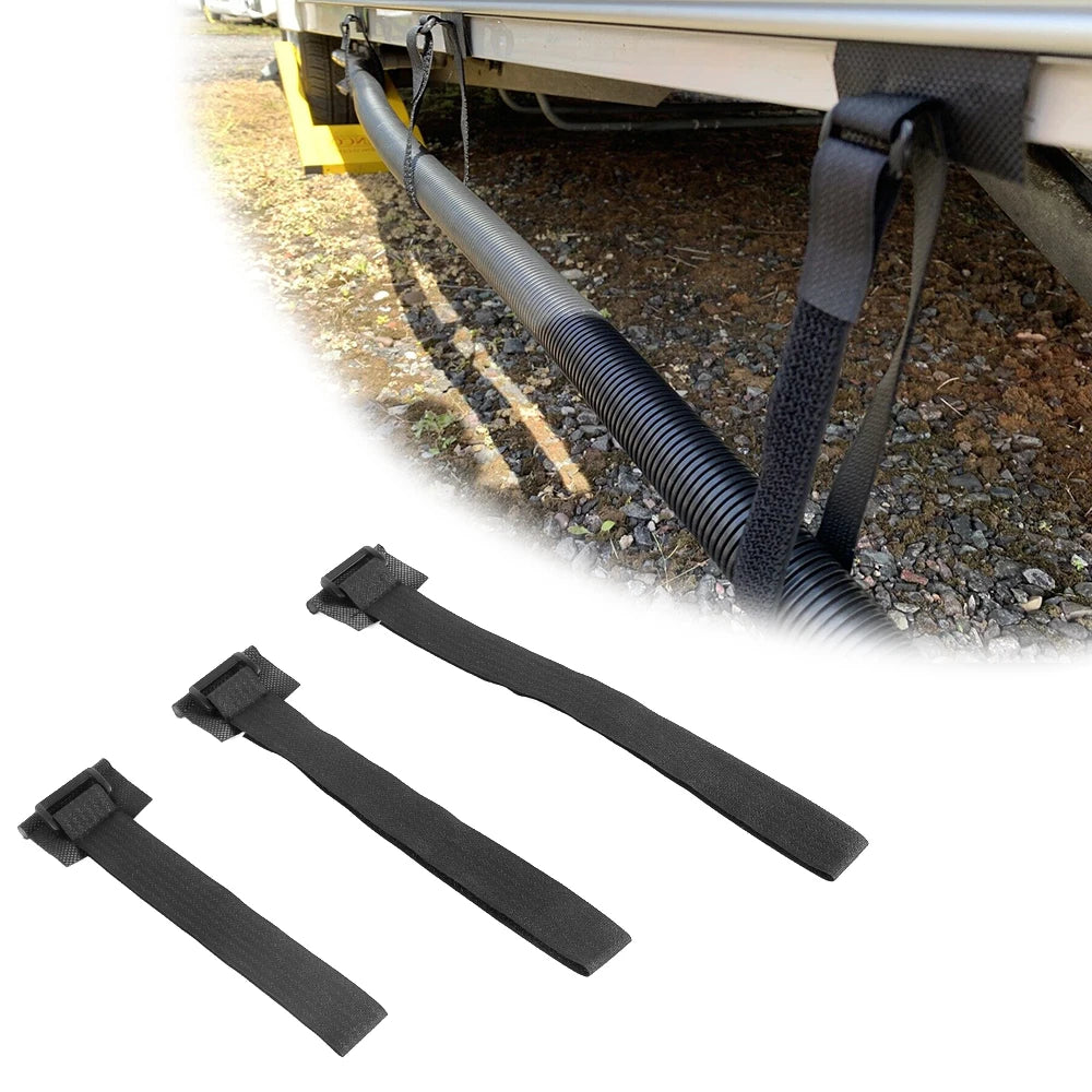 6 abrazaderas para tuberías de aguas residuales de caravana +  cables EHU para agua potable. DiSALMA ADVENTURE