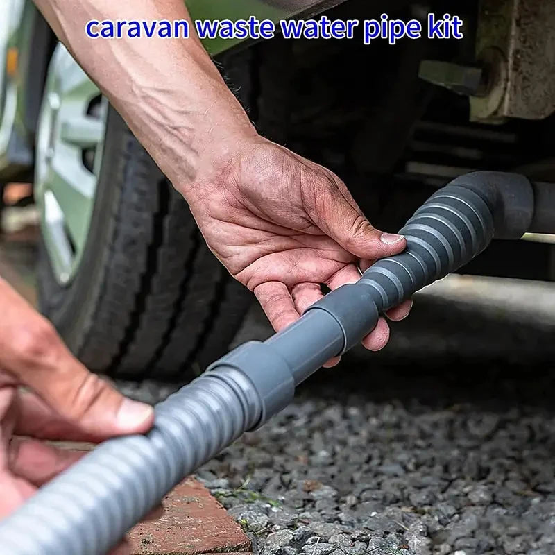 Manguera de desagüe plegable para caravanas de 3 m – Kit a prueba de fugas con adaptador ajustable DiSALMA ADVENTURE