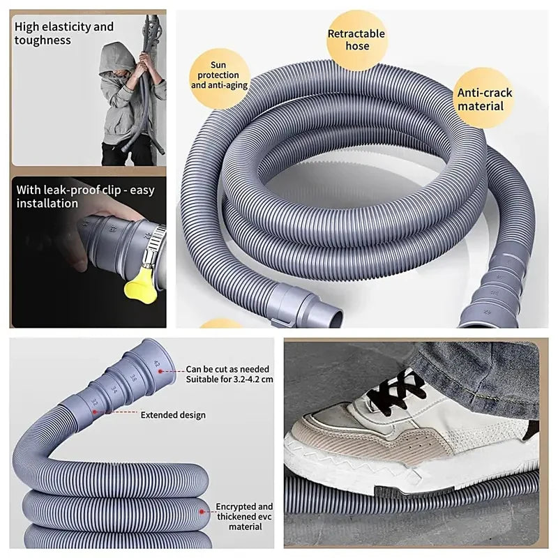 Manguera de desagüe plegable para caravanas de 3 m – Kit a prueba de fugas con adaptador ajustable DiSALMA ADVENTURE