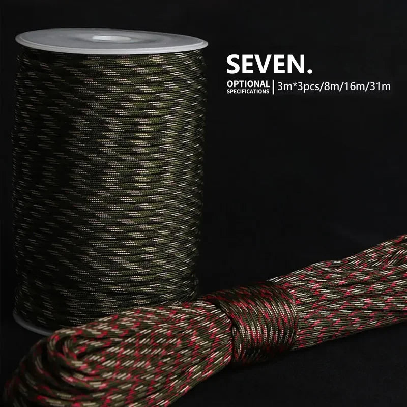 Cuerda de paracord 550 de 7 núcleos, 5, 8, 16 y 31 m, diámetro de 4 mm, para acampada al aire libre. DiSALMA ADVENTURE