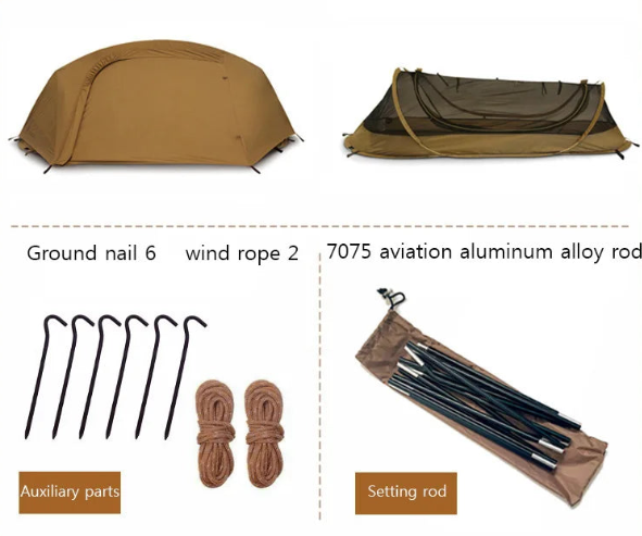 Tienda táctica para senderismo en solitario. Camping, camper. DiSALMA ADVENTURE