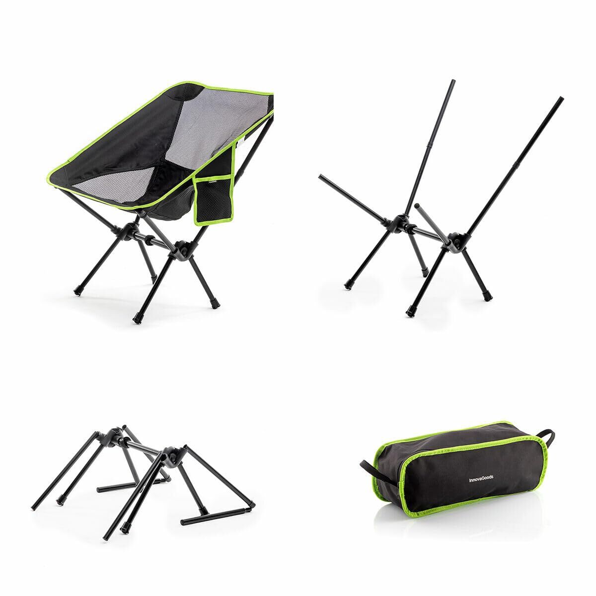 Silla de camping plegable InnovaGoods negro reacondicionada DiSALMA ADVENTURE