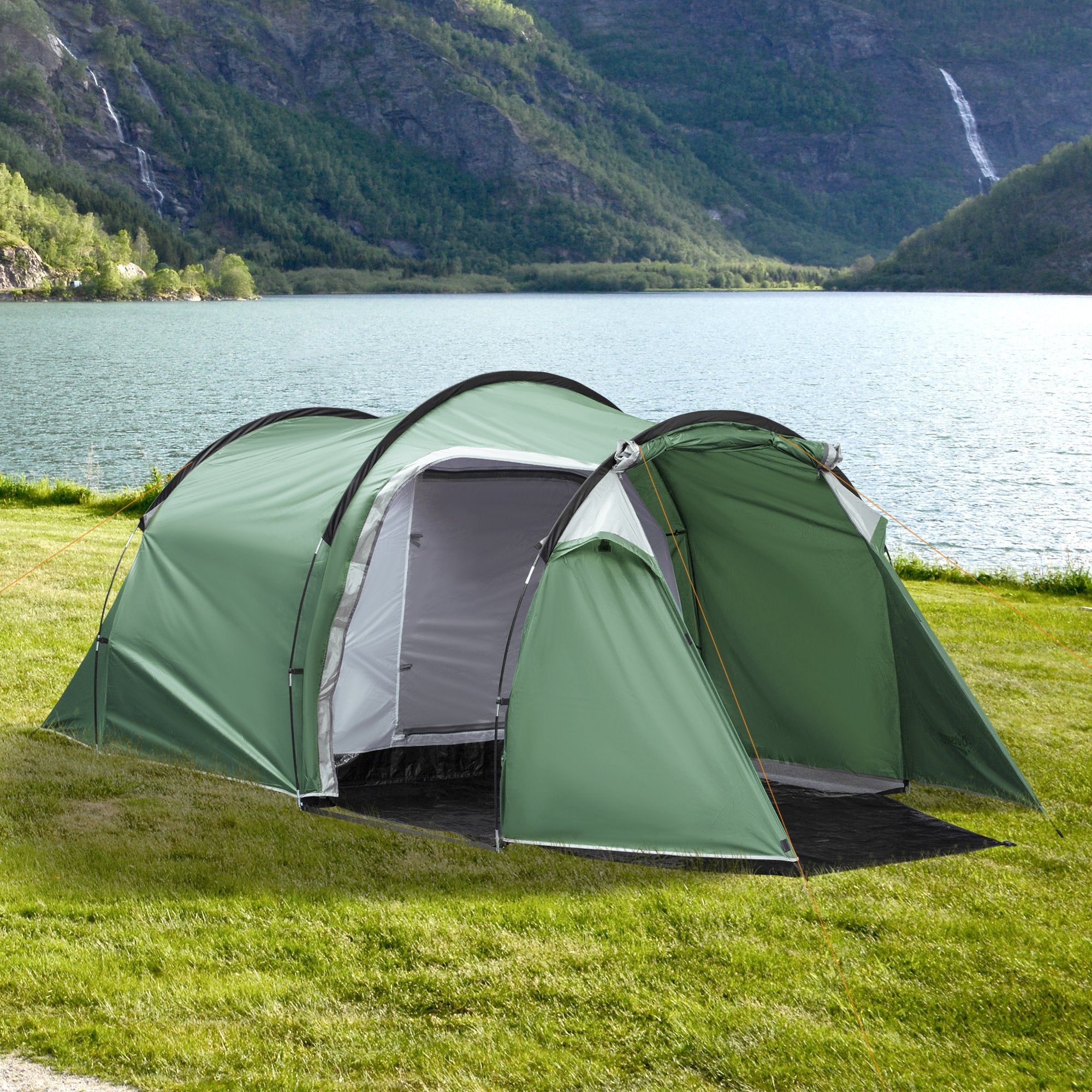 Tienda de campaña tipo domo Outsunny para 2 personas, 3-4 personas, resistente a la intemperie. DiSALMA ADVENTURE