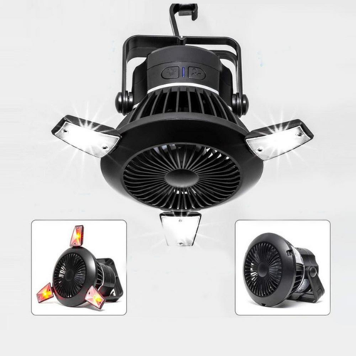Ventilador plegable, linterna solar LED portátil para camping con gancho. DiSALMA ADVENTURE