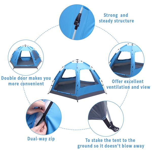 Tienda de campaña familiar automática, de montaje instantáneo e impermeable para acampar y hacer senderismo. DiSALMA ADVENTURE