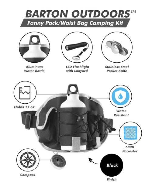 Riñonera para acampar + accesorios. DiSALMA ADVENTURE