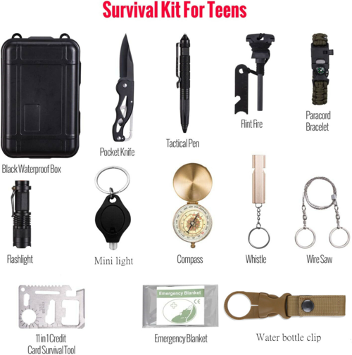 Kit de equipo de supervivencia de emergencia 14 en 1, herramientas tácticas para acampar. DiSALMA ADVENTURE
