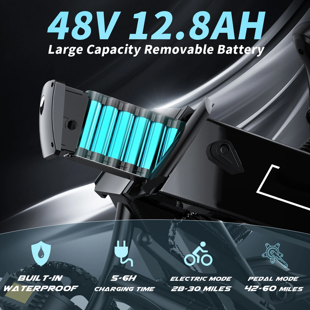 Bicicleta eléctrica ideal camping, con motor de 750 W, neumáticos anchos y batería Samsung de 48 V. DiSALMA ADVENTURE
