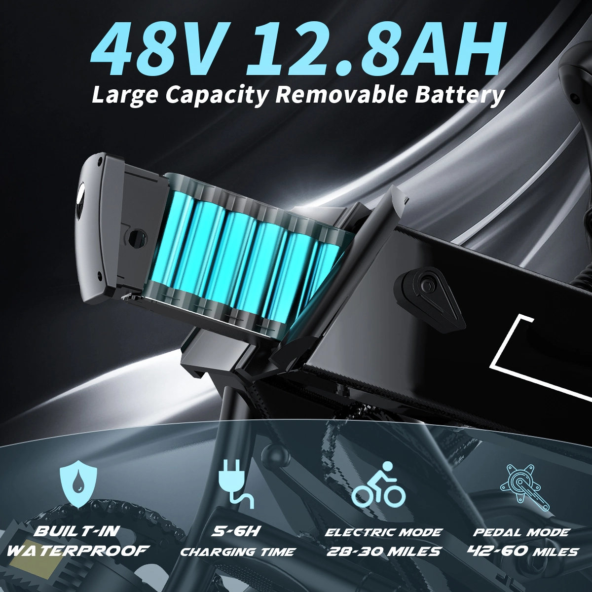 Bicicleta eléctrica ideal camping, con motor de 750 W, neumáticos anchos y batería Samsung de 48 V. DiSALMA ADVENTURE