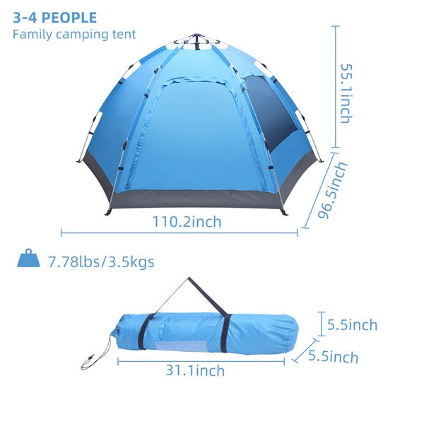 Tienda de campaña familiar automática, de montaje instantáneo e impermeable para acampar y hacer senderismo. DiSALMA ADVENTURE