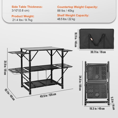 Mesa de cocina para camping, estación de cocina portátil plegable de una sola pieza. DiSALMA ADVENTURE