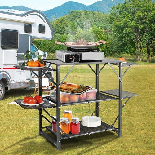 Mesa de cocina para camping, estación de cocina portátil plegable de una sola pieza. DiSALMA ADVENTURE