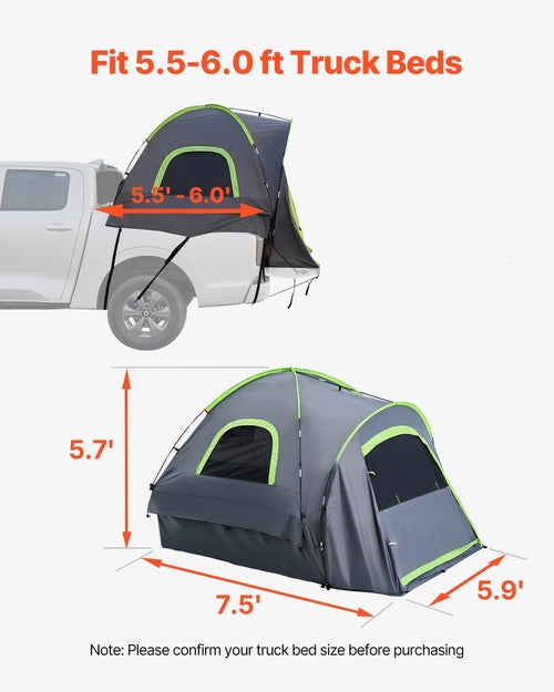 Tienda de campaña para camioneta, apta para camionetas de 1,67 a 1,83 m (5,5 a 6,0 pies), impermeable. DiSALMA ADVENTURE