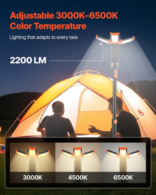 Linterna de trabajo LED con soporte, 10 Ah, linterna de camping inalámbrica recargable. DiSALMA