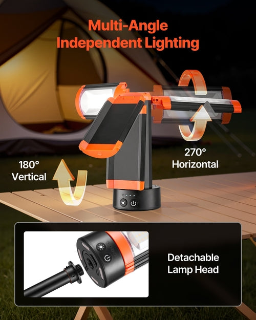 Linterna de trabajo LED con soporte, 10 Ah, linterna de camping inalámbrica recargable. DiSALMA