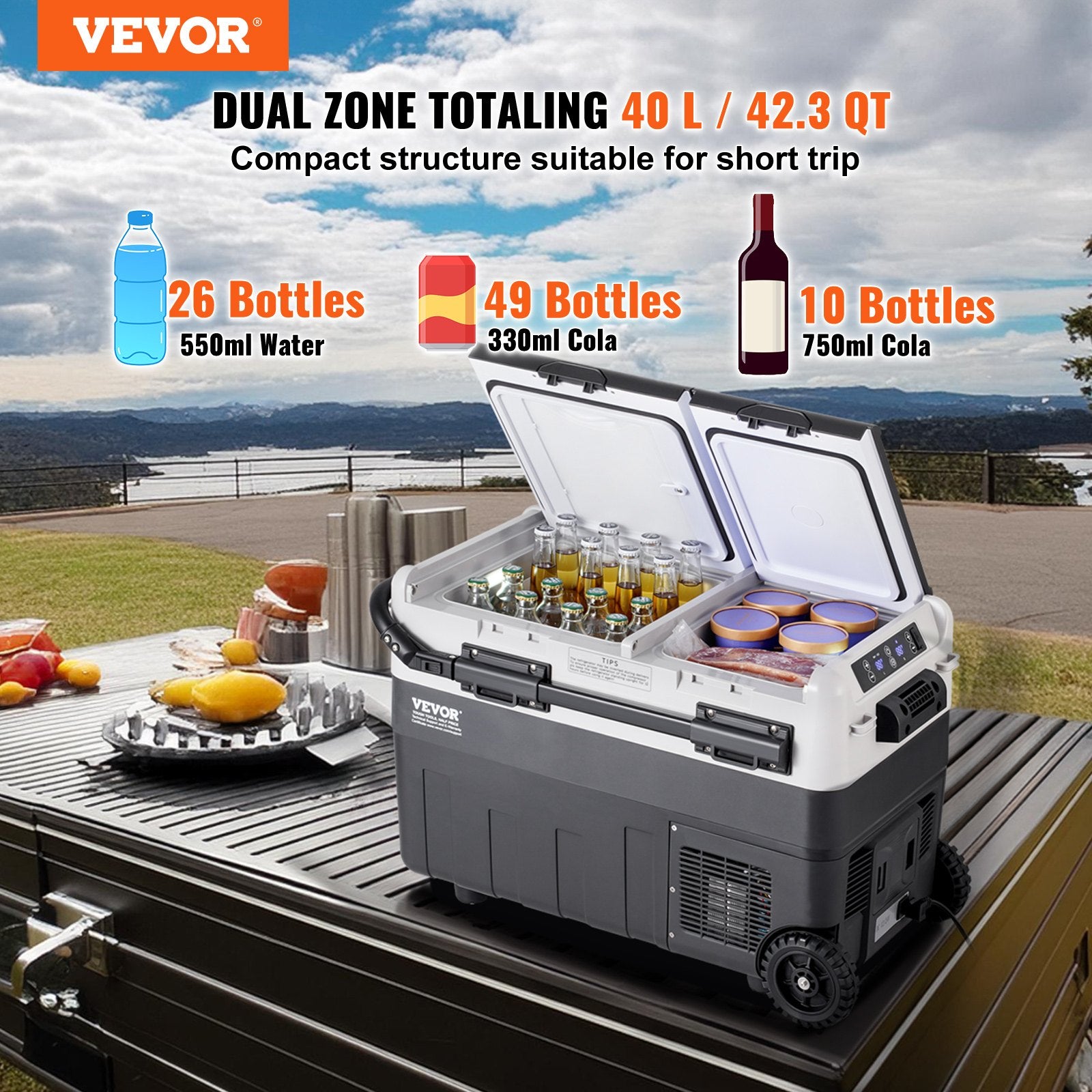 Refrigerador portátil para coche, ideal camping, refrigerador para coche de 12 voltios, 40 L DiSALMA ADVENTURE