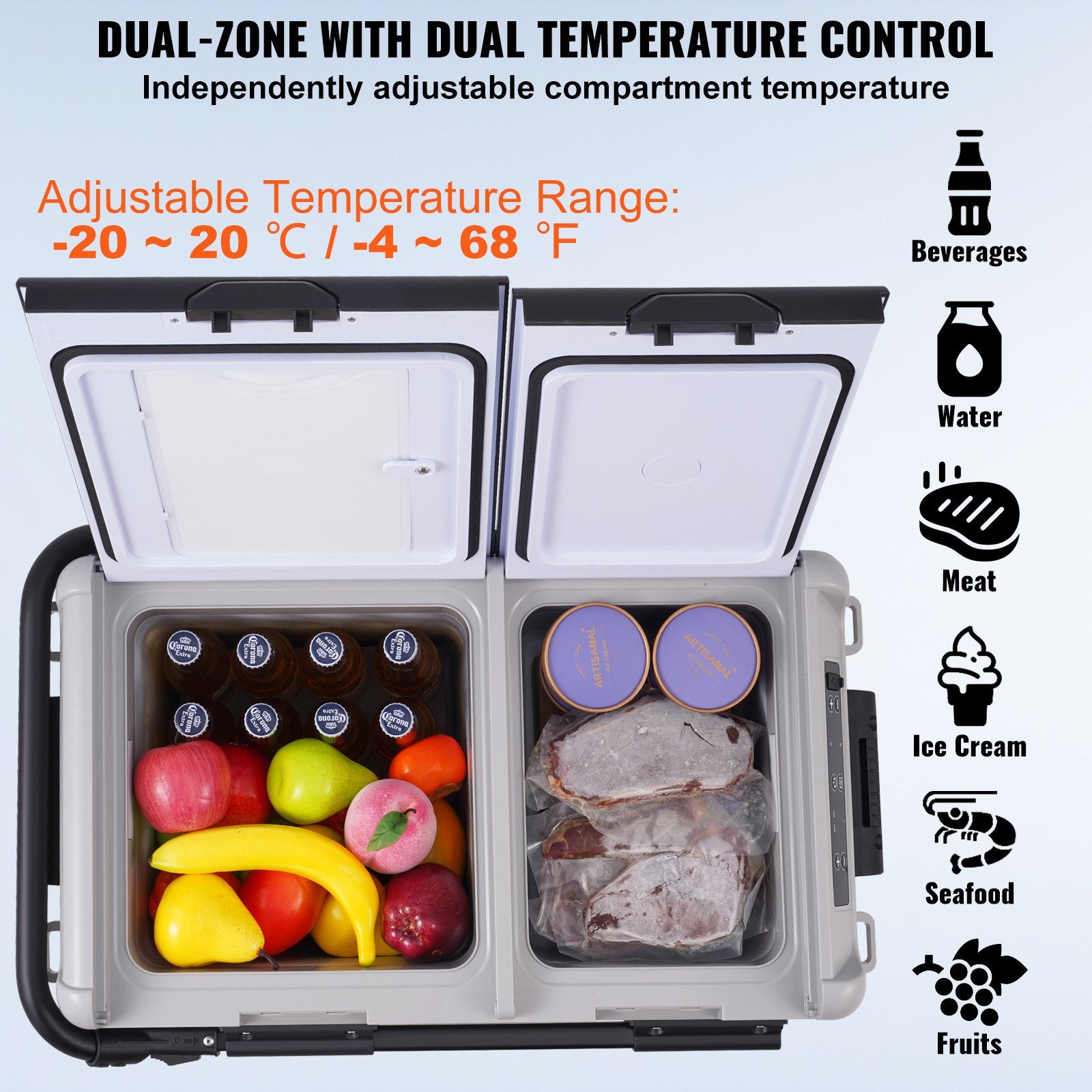 Refrigerador portátil para coche, ideal camping, refrigerador para coche de 12 voltios, 40 L DiSALMA ADVENTURE