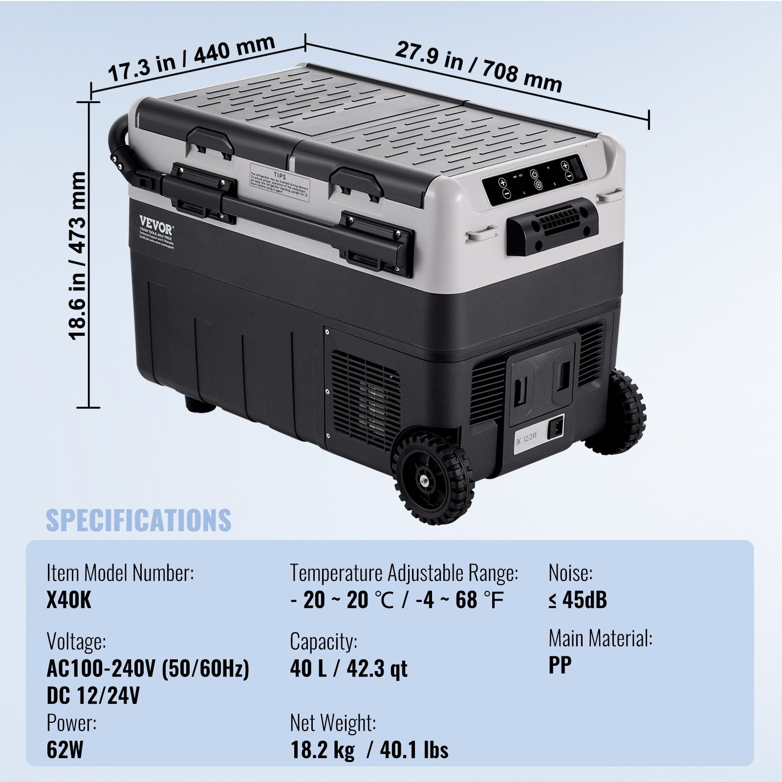Refrigerador portátil para coche, ideal camping, refrigerador para coche de 12 voltios, 40 L DiSALMA ADVENTURE