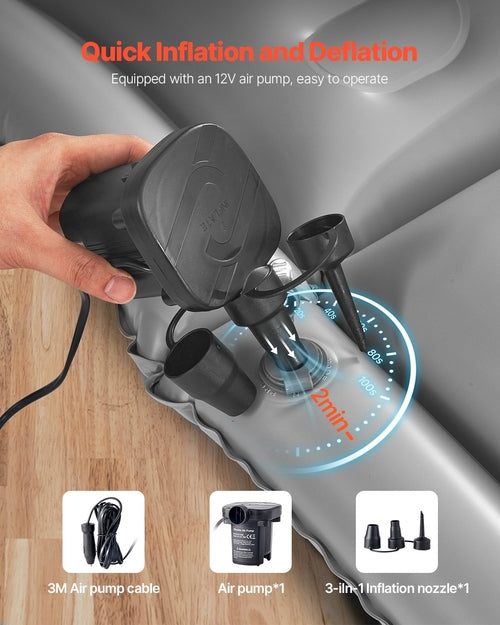 Colchón de aire para coche, colchón inflable para acampar en coche, flocado grueso. DiSALMA ADVENTURE