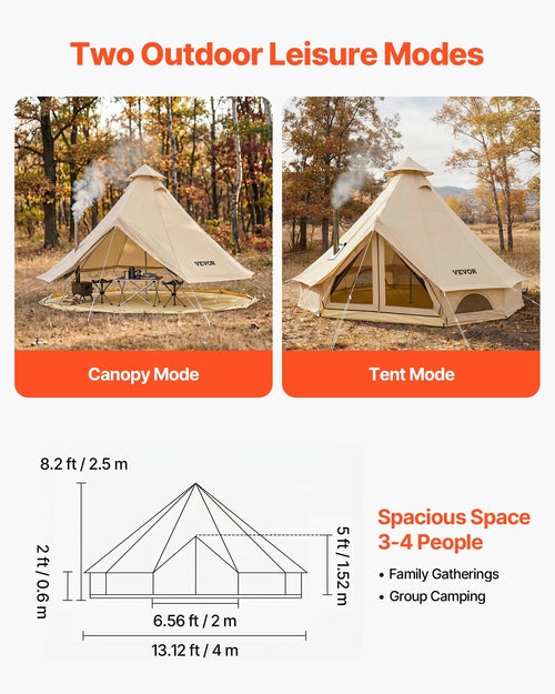 Tienda de campaña Oxford Bell Tent, tienda tipo yurta de 4 m para 4 estaciones con salida para estufa.DiSALMA ADVENTURE