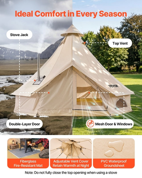 Tienda de campaña Oxford Bell Tent, tienda tipo yurta de 4 m para 4 estaciones con salida para estufa.DiSALMA ADVENTURE