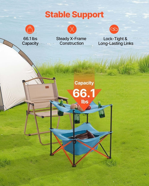 Mesa plegable de camping, mesa de picnic portátil y ligera para exteriores, 600D. DiSALMA ADVENTURE