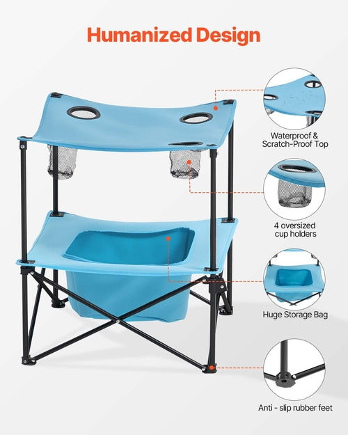 Mesa plegable de camping, mesa de picnic portátil y ligera para exteriores, 600D. DiSALMA ADVENTURE