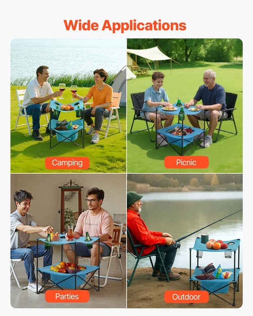 Mesa plegable de camping, mesa de picnic portátil y ligera para exteriores, 600D. DiSALMA ADVENTURE